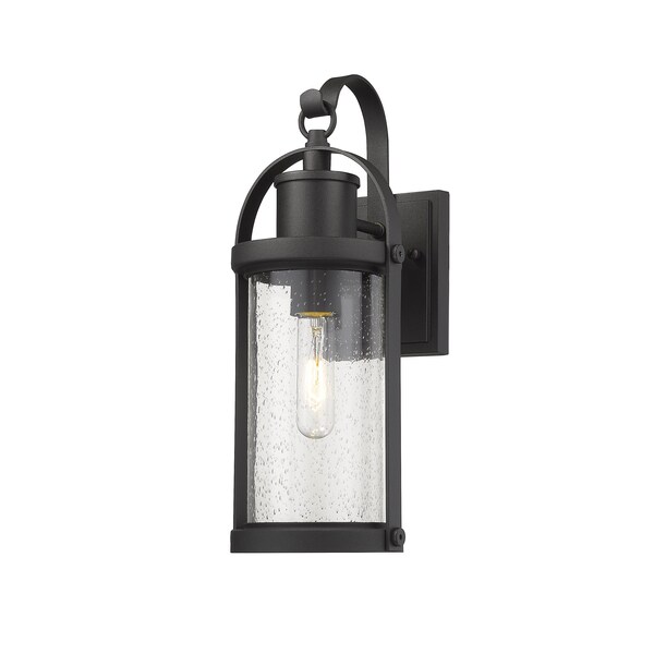 Z-Lite Roundhouse 1 Light Outdoor Wall Sconce, Black And Clear Seedy 569S-BK - main